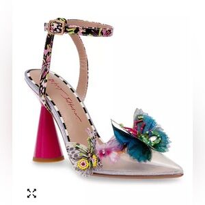Betsey Johnson Pink Floral Butterfly Embellished Sandals